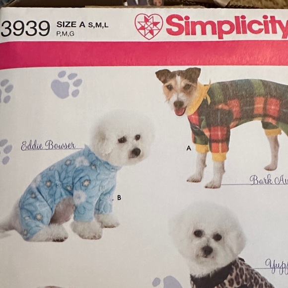 Simplicity Other - New Simplicity Pattern Dog Pajamas-Blue with Paw Prints Uncut & Factory Folded